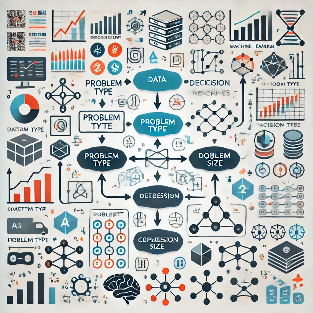 A guide on how to choose the right machine learning algorithm for a project, with flowcharts, datasets, and models