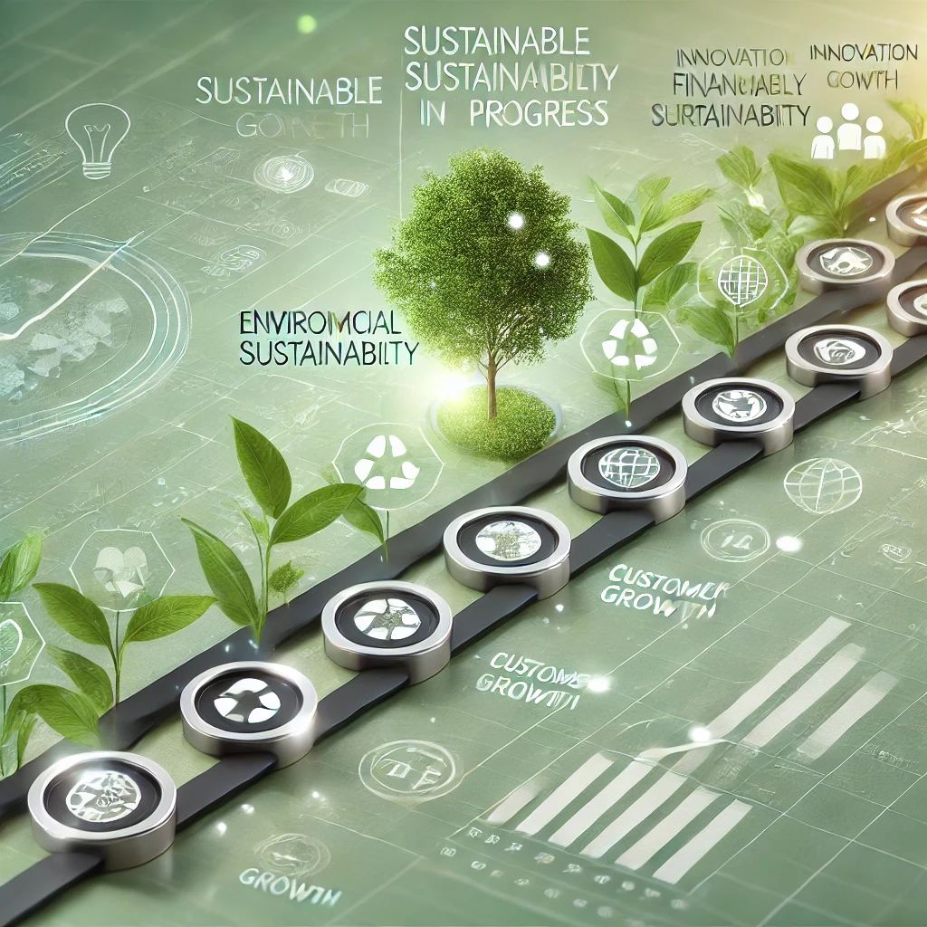 A roadmap and strategies showcasing a sustainable business growth plan in progress