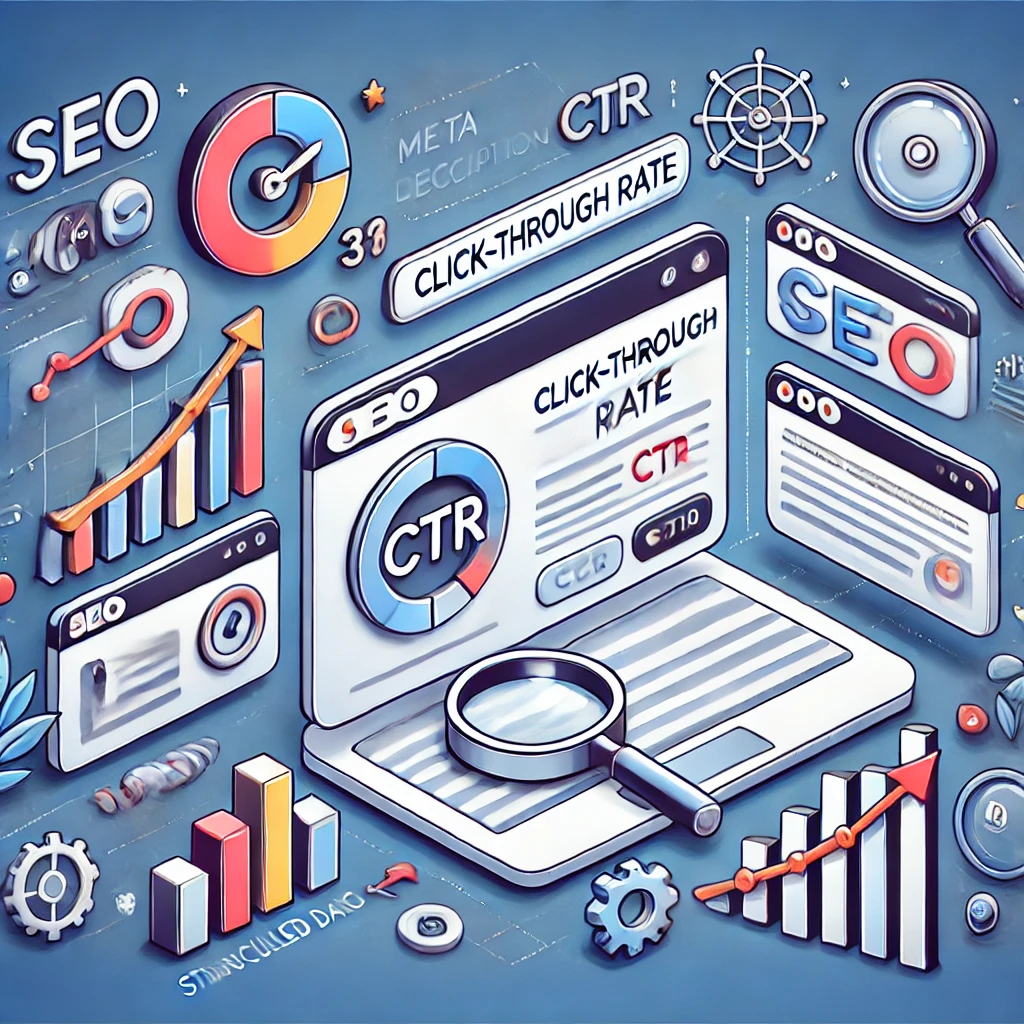 Illustration showing how to improve click-through rate (CTR) with SEO best practices.