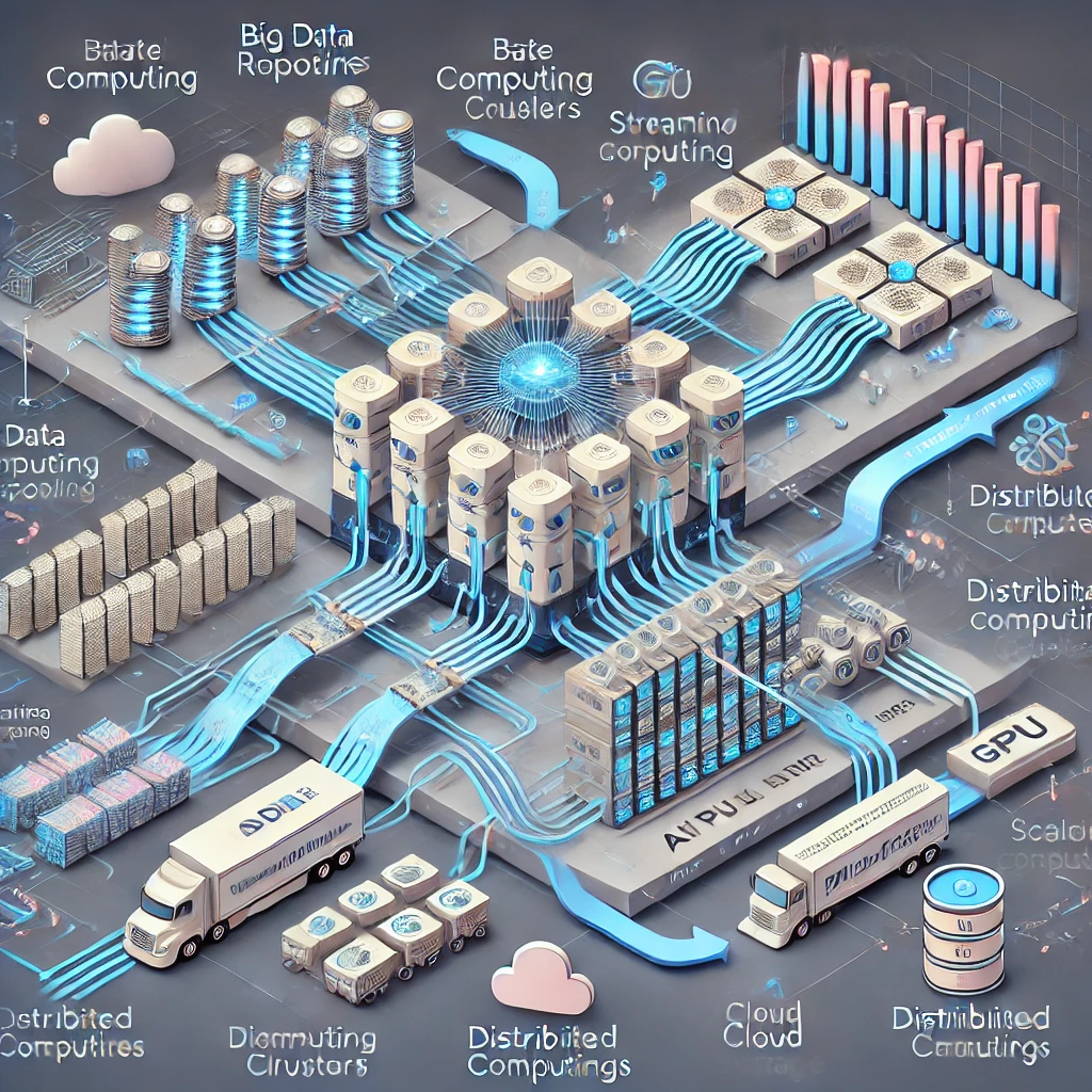 A diagram illustrating scalable AI architecture handling large datasets