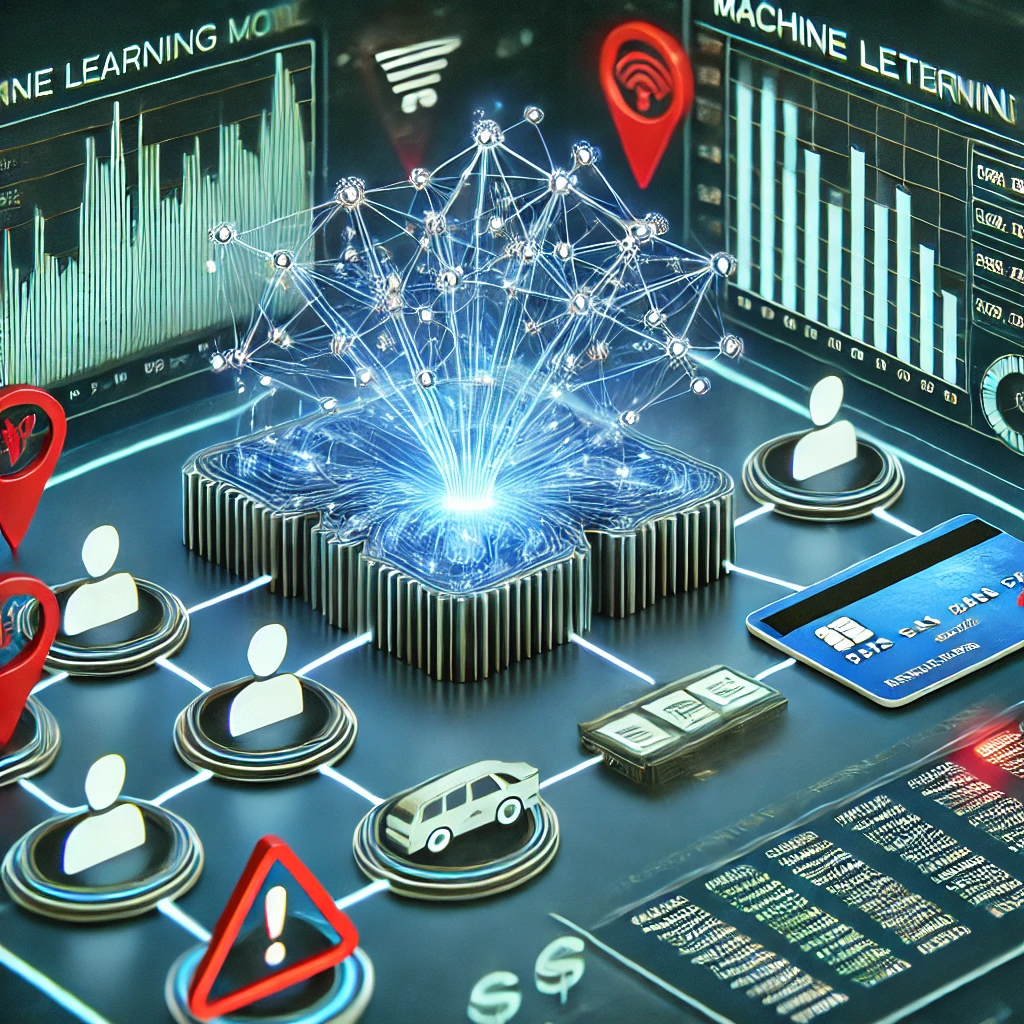 Illustration of machine learning model detecting fraud in financial transactions